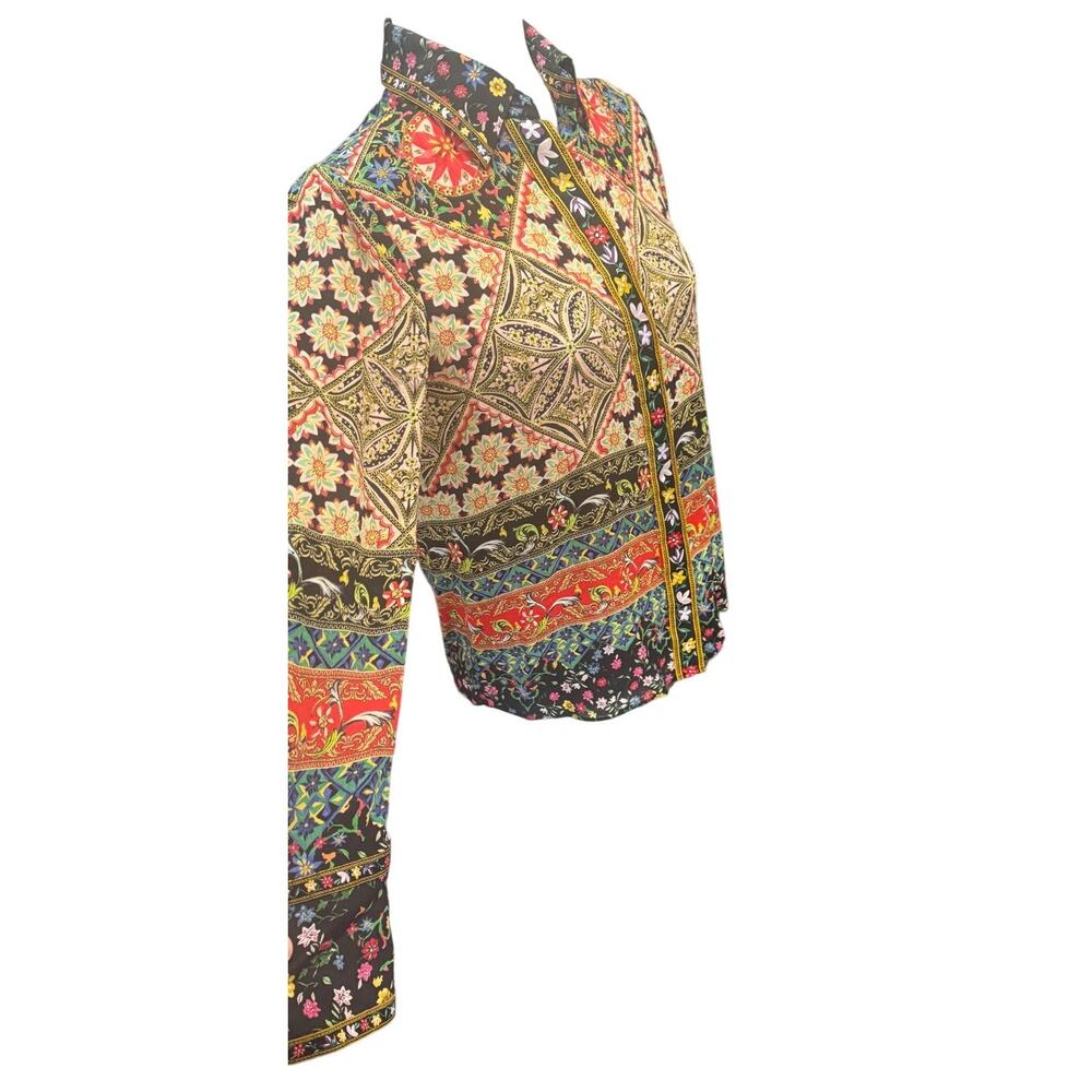 Alice + Olivia Silk Patchwork Tile Print Willa Bl… - image 5